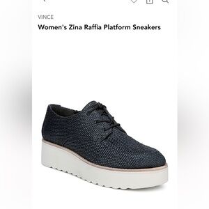 Vince Women's Zina Raffia Platform Sneakers - Black and White